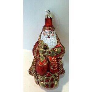 Vtg Dillard's Santa Claus Blown Glass Hand Painted Christmas Ornament 1999